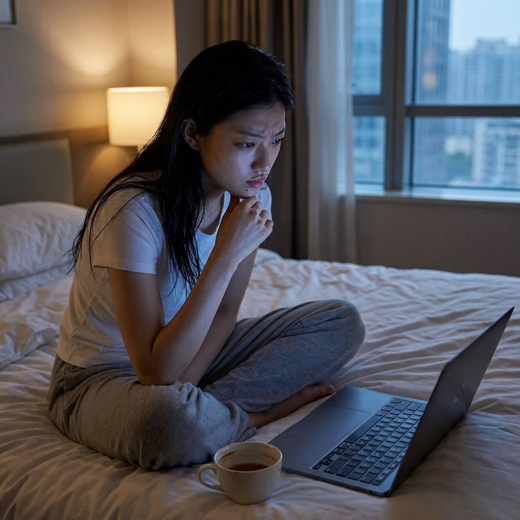 MIRA KNOX — Watching herself, finding the half-beat off.